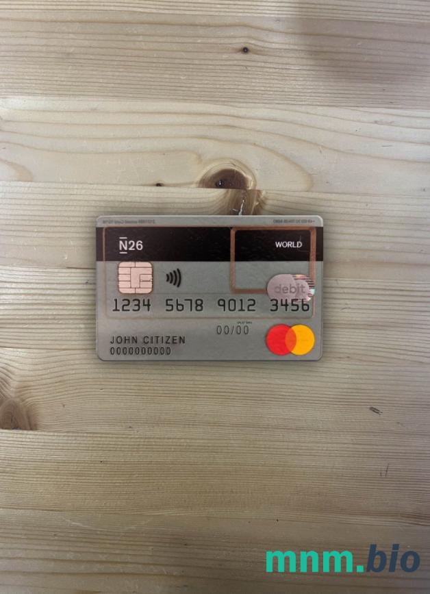 Germany N26 bank Germany obciążyć wygląd zdjęcia mastercard skan PSD + zdjęcie